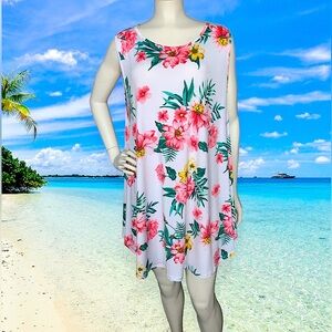 🌺WOMENS PLUS SIZE FLORAL HAWAIIAN LAUA PRINT VACATION SUMMER TANK TOP